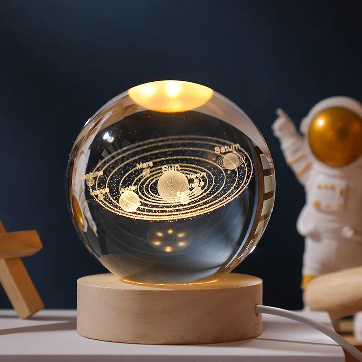 Colverro™ Crystal Ball Night Light Projector with Music and Wood Base