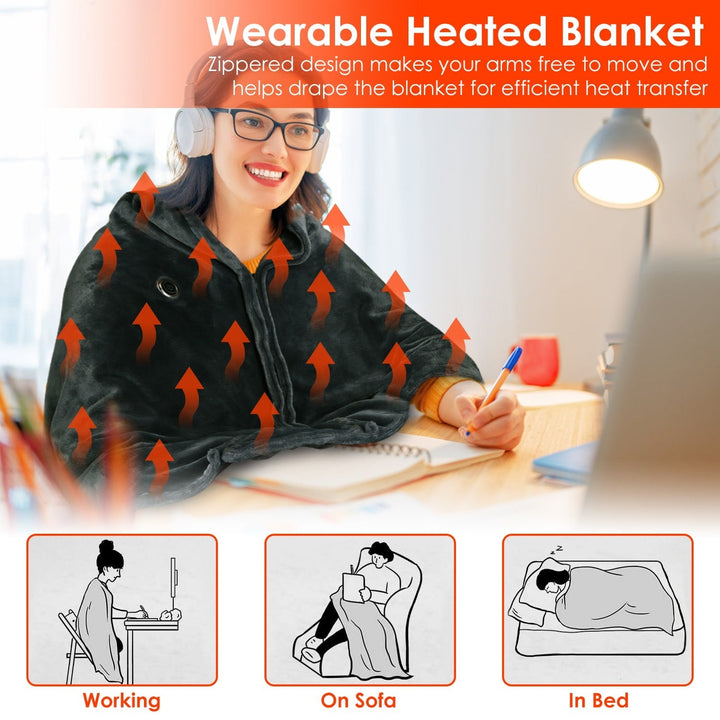 Colverro™ Wearable USB Heated Blanket with Zipper &amp; Fleece Wrap