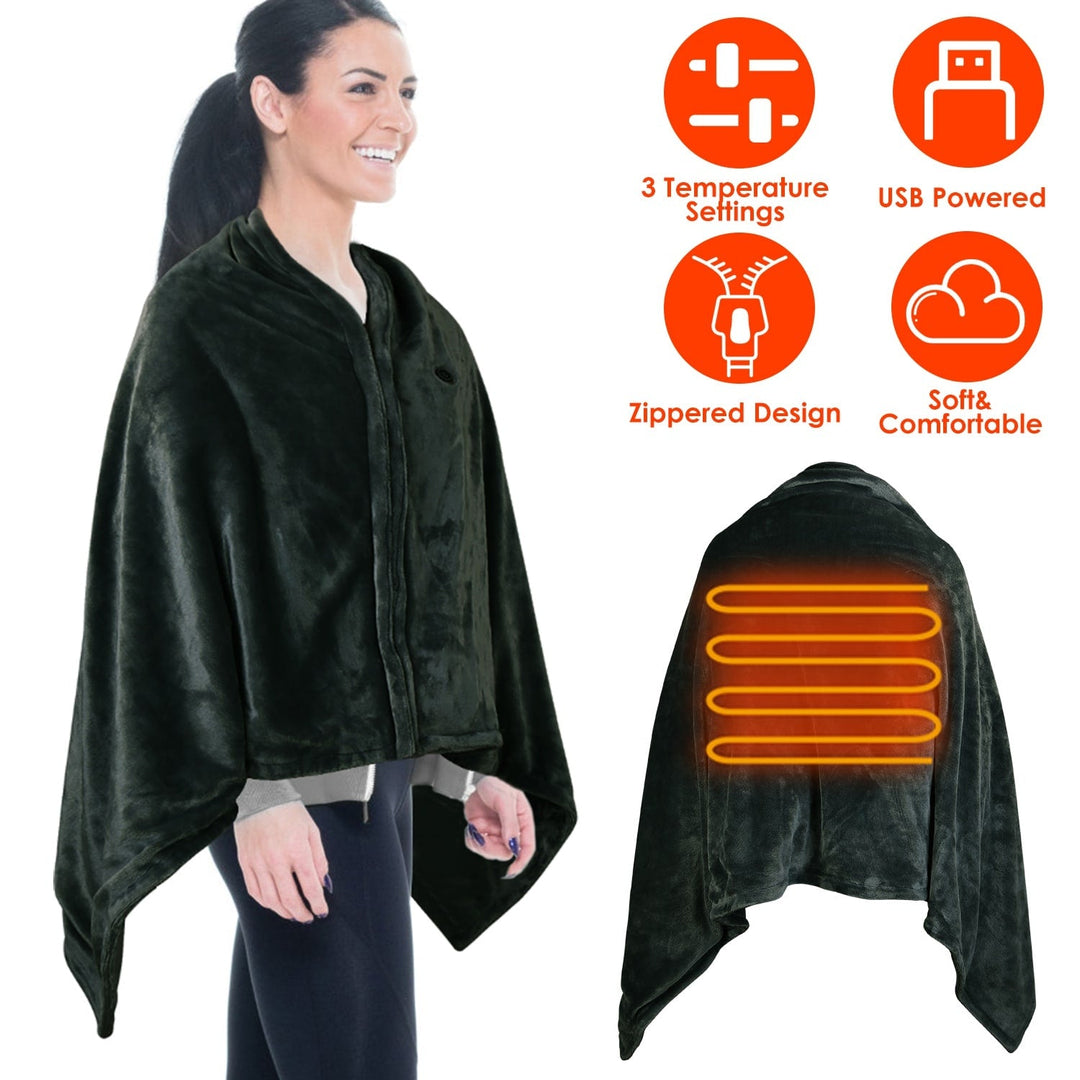 Colverro™ Wearable USB Heated Blanket with Zipper &amp; Fleece Wrap