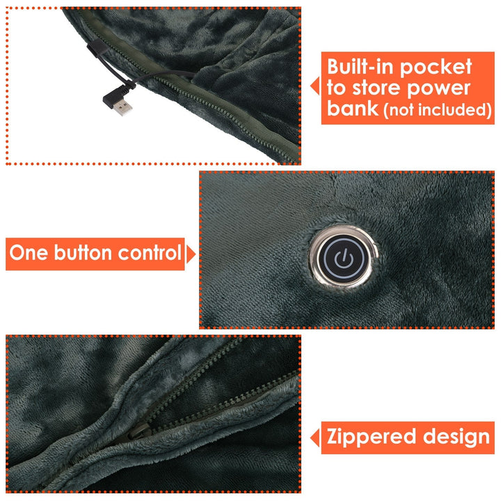 Colverro™ Wearable USB Heated Blanket with Zipper &amp; Fleece Wrap