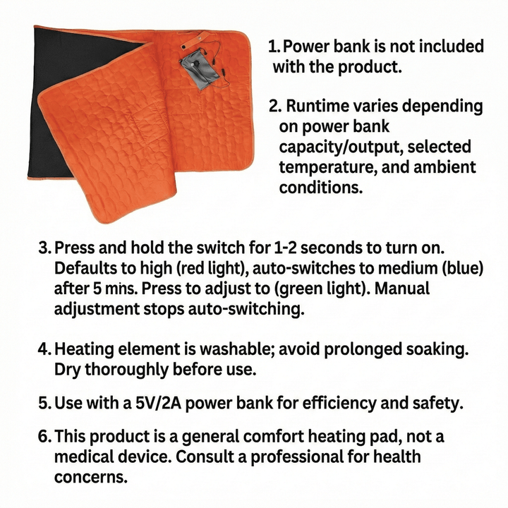 Colverro™ 5-Zone USB Heated Pad with 30-Second Warm-Up