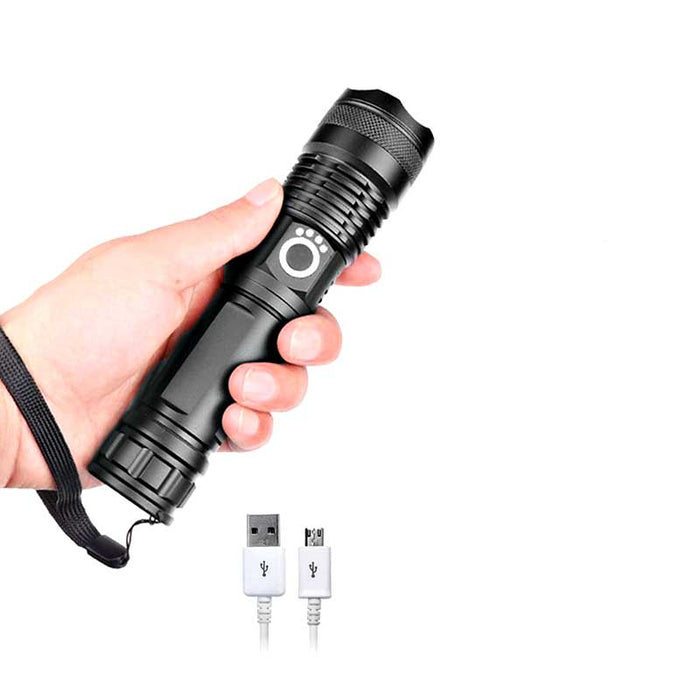 Colverro™ Rechargeable LED Flashlight with Zoom, Waterproof Aluminum Body