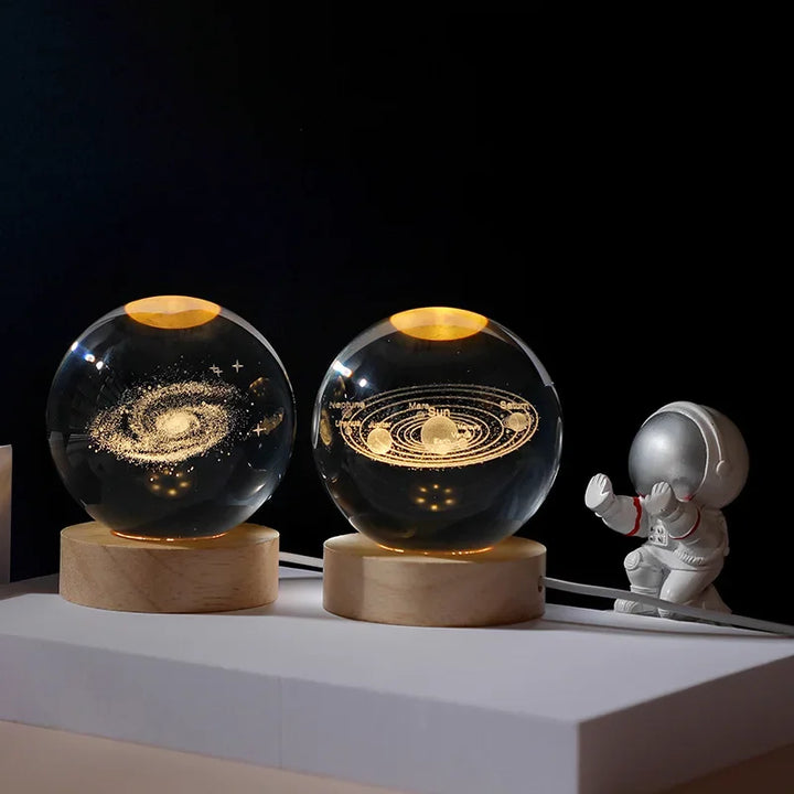 Colverro™ Crystal Ball Night Light Projector with Music and Wood Base