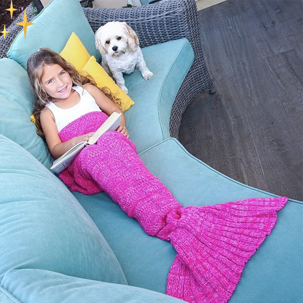 Colverro™ Knitted Mermaid Tail Blanket – Cozy Throw for Adults and Kids