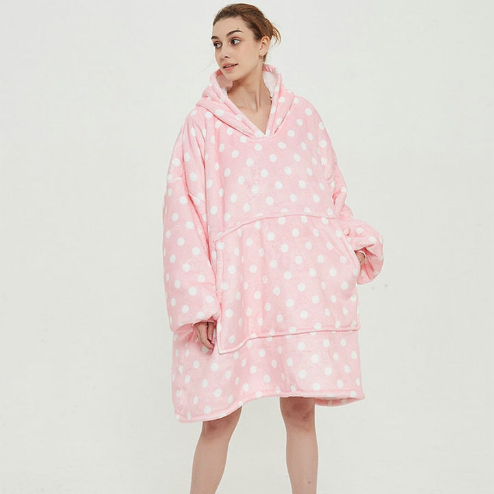 Colverro™ Sherpa-Lined Blanket Hoodie in Fun Prints with Knee-Length Fit
