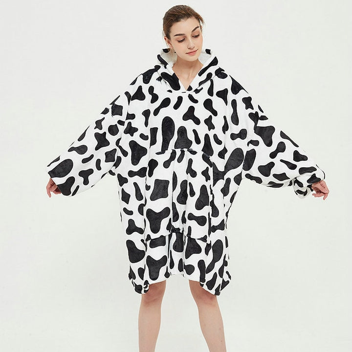 Colverro™ Sherpa-Lined Blanket Hoodie in Fun Prints with Knee-Length Fit