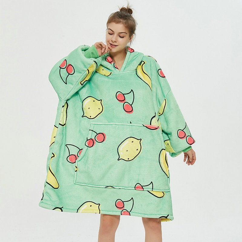 Colverro™ Sherpa-Lined Blanket Hoodie in Fun Prints with Knee-Length Fit