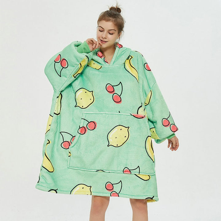 Colverro™ Sherpa-Lined Blanket Hoodie in Fun Prints with Knee-Length Fit