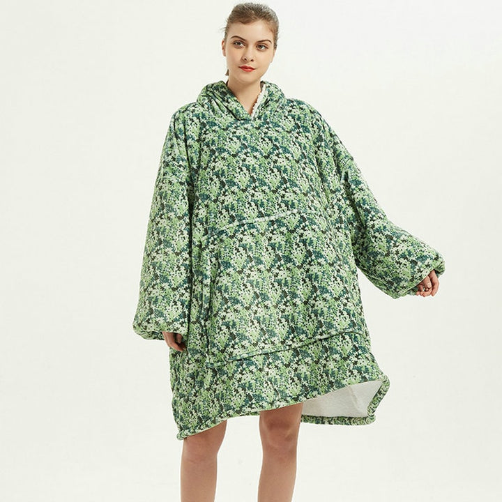 Colverro™ Sherpa-Lined Blanket Hoodie in Fun Prints with Knee-Length Fit