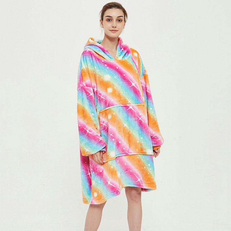 Colverro™ Sherpa-Lined Blanket Hoodie in Fun Prints with Knee-Length Fit