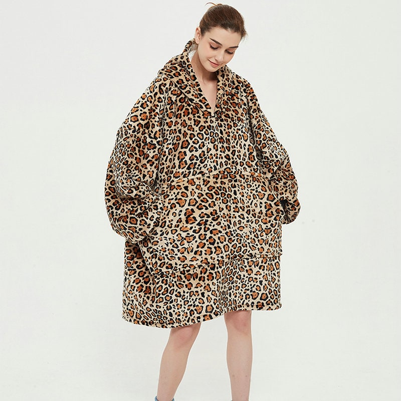 Colverro™ Sherpa-Lined Blanket Hoodie in Fun Prints with Knee-Length Fit