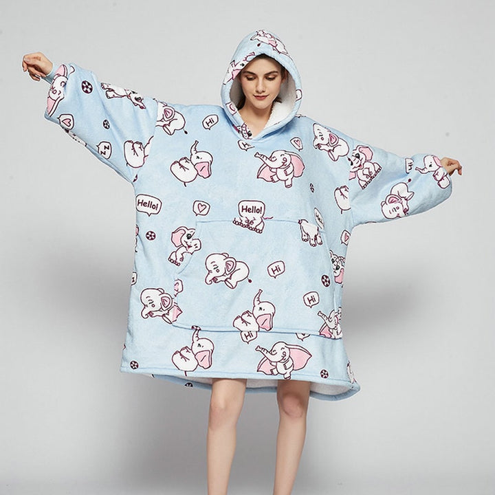 Colverro™ Sherpa-Lined Blanket Hoodie in Fun Prints with Knee-Length Fit