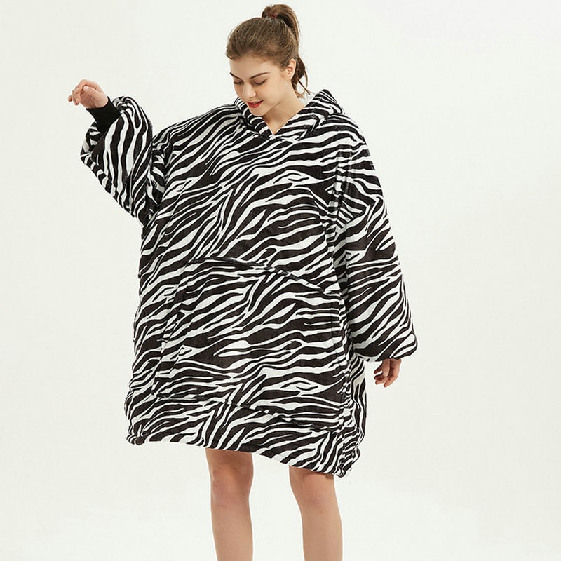 Colverro™ Sherpa-Lined Blanket Hoodie in Fun Prints with Knee-Length Fit