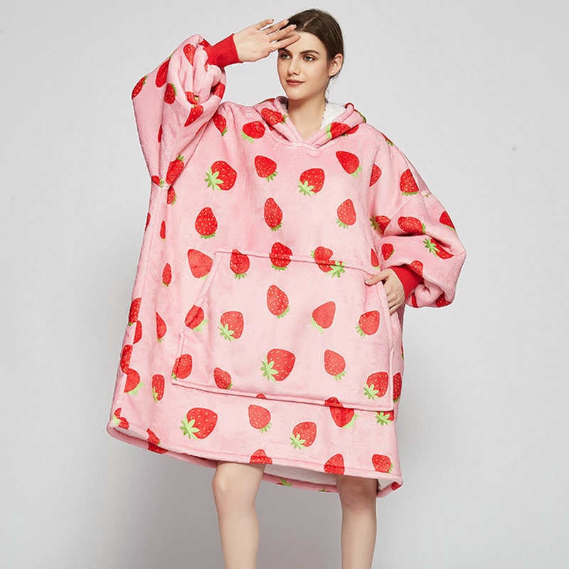 Colverro™ Sherpa-Lined Blanket Hoodie in Fun Prints with Knee-Length Fit