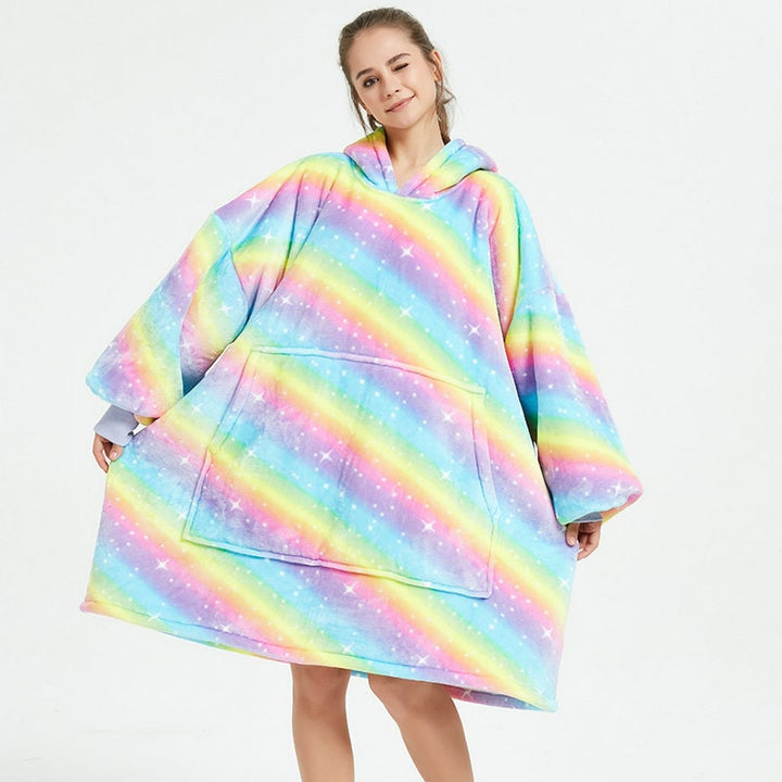 Colverro™ Sherpa-Lined Blanket Hoodie in Fun Prints with Knee-Length Fit