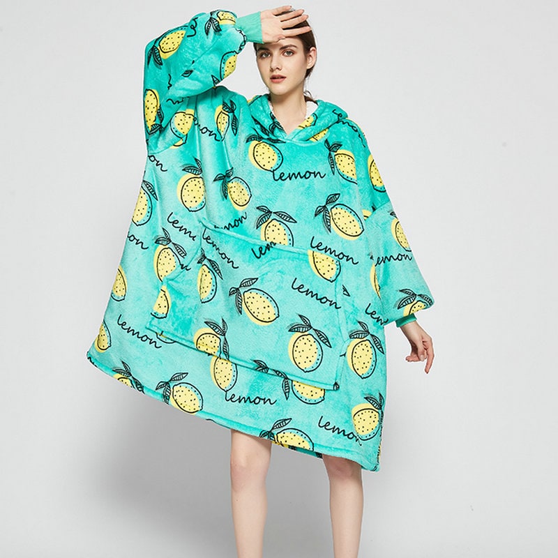 Colverro™ Sherpa-Lined Blanket Hoodie in Fun Prints with Knee-Length Fit