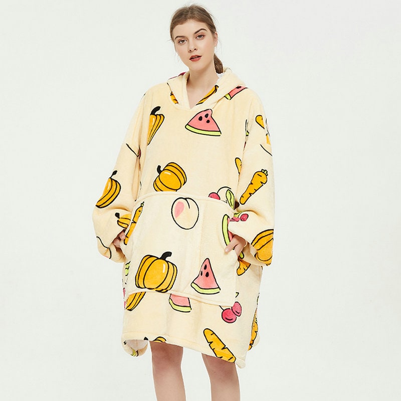 Colverro™ Sherpa-Lined Blanket Hoodie in Fun Prints with Knee-Length Fit