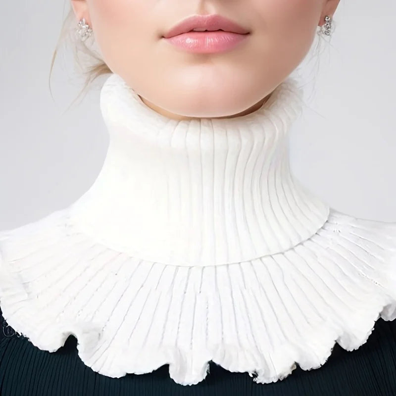 Colverro™ Knit Turtleneck Collar Scarf – Ruffle Trim, Windproof Warmth