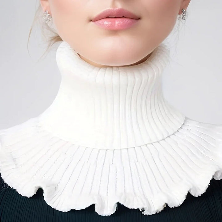 Colverro™ Knit Turtleneck Collar Scarf – Ruffle Trim, Windproof Warmth