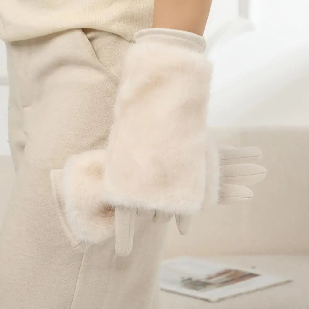 Colverro™ Suede Touchscreen Winter Gloves with Cozy Fur Trim