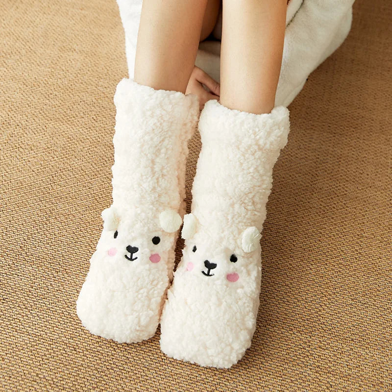 Colverro™ Cute Bear Fleece Socks with Non-Slip Gripper Sole