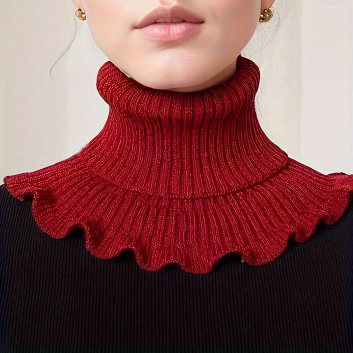 Colverro™ Knit Turtleneck Collar Scarf – Ruffle Trim, Windproof Warmth
