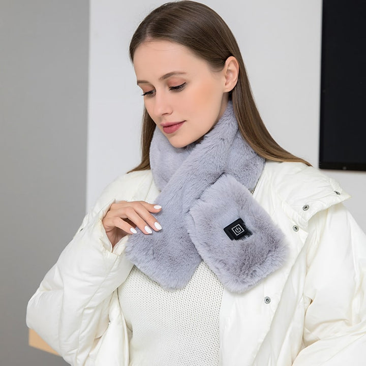 Colverro™ Faux Fur Heated Scarf with 3 Heat Settings and LED Light