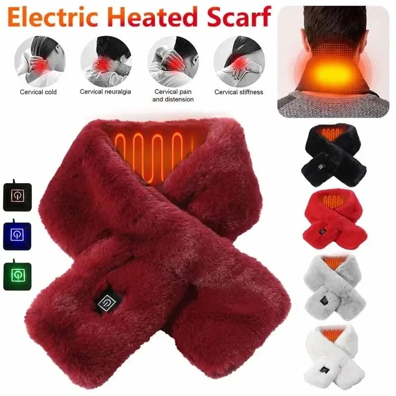 Colverro™ Faux Fur Heated Scarf with 3 Heat Settings and LED Light