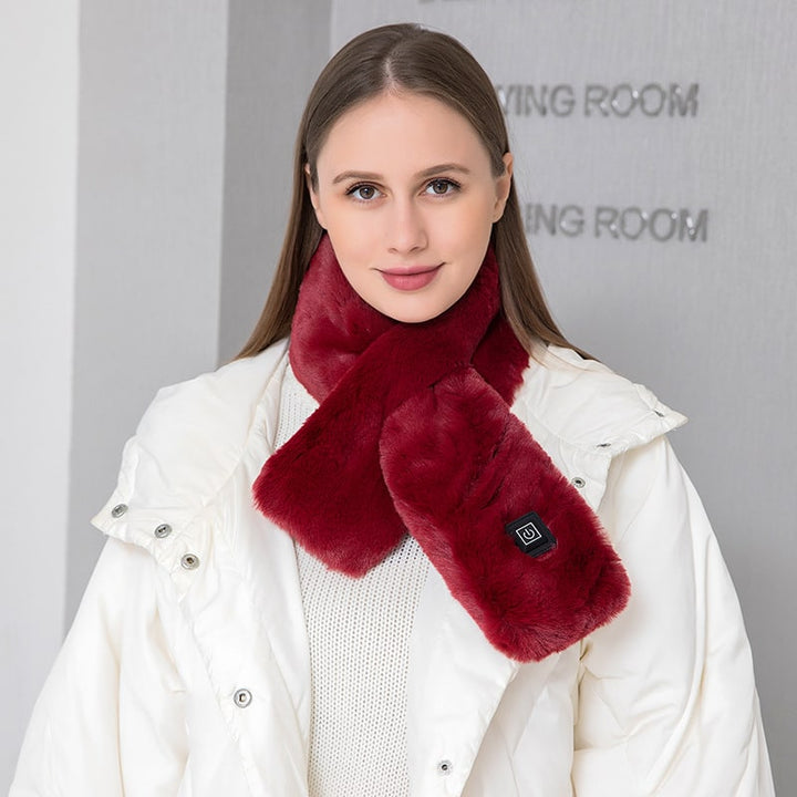 Colverro™ Faux Fur Heated Scarf with 3 Heat Settings and LED Light