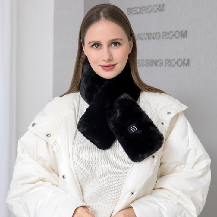 Colverro™ Faux Fur Heated Scarf with 3 Heat Settings and LED Light
