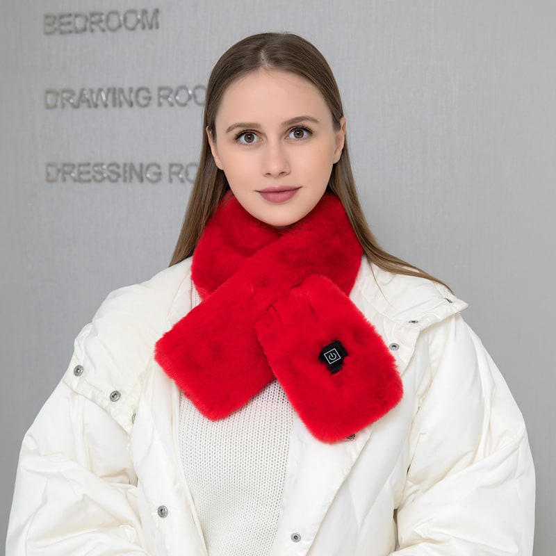 Colverro™ Faux Fur Heated Scarf with 3 Heat Settings and LED Light
