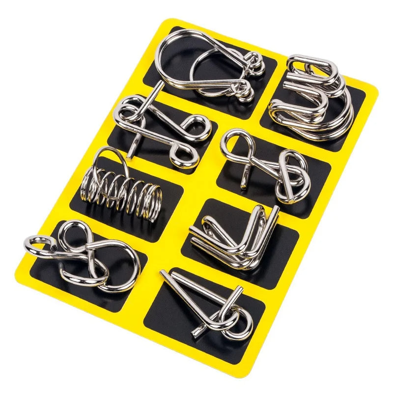 Colverro™ 8-Piece Metal Puzzle Ring Set – Brain Teasers for Kids and Adults